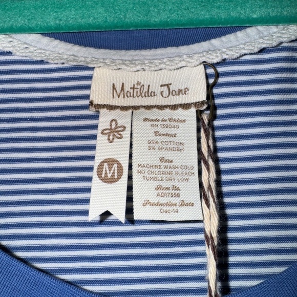 NWT Matilda Jane Between the Lines Dress Blue Stripe Size Medium - Picture 5 of 9